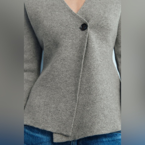 BNWT ZARA WOOL BLEND PEPLUM KNIT BLAZER L - Picture 9 of 13